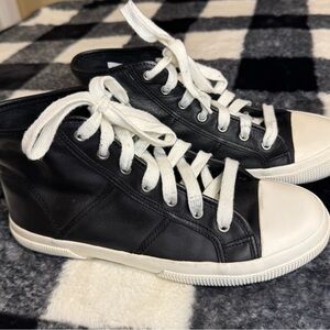 Lauren RALPH LAUREN Black Leather High Top Sneakers/ Booties Sz 7B UNISEX